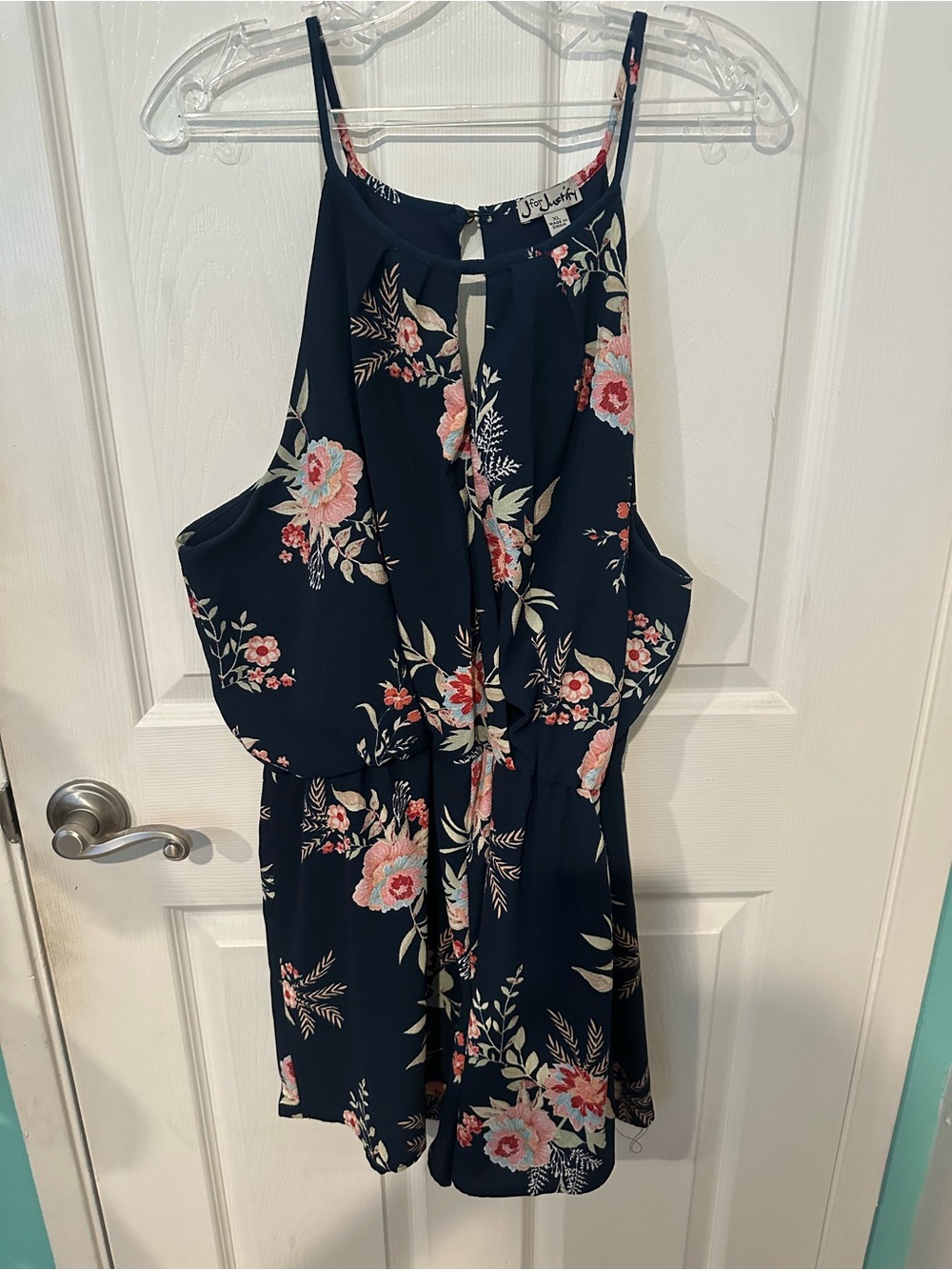 Navy Floral Halter Romper by J for Justify